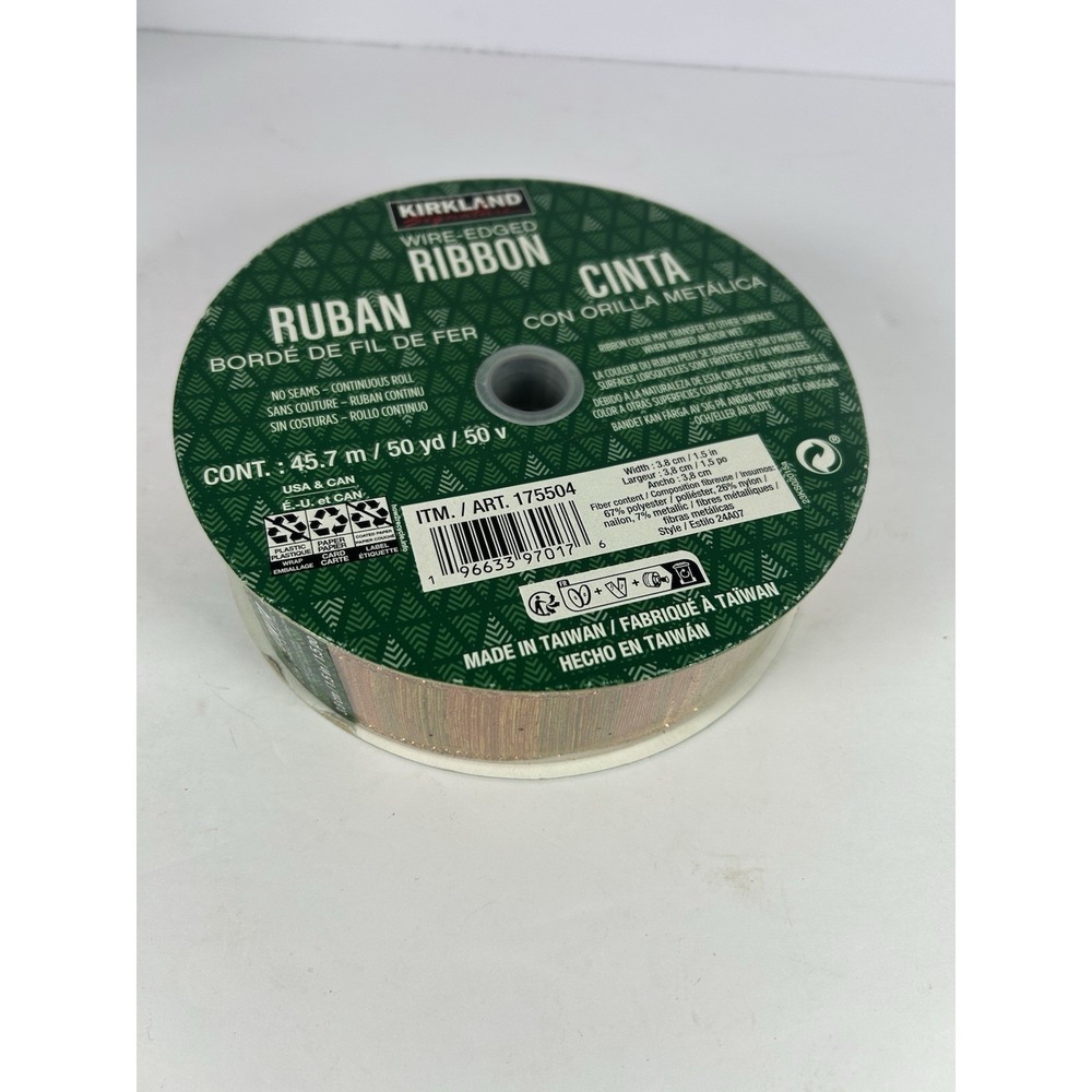 Kirkland Premium Metallic Gold, Orange Green Wire-Edged Ribbon 2.5-inch 50 Yards